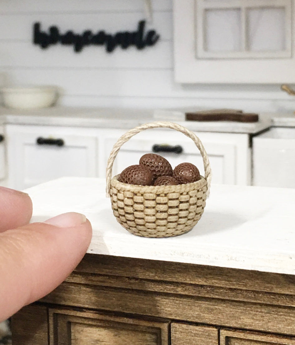 1:12 Scale | Miniature Dollhouse Farmhouse Easter Basket with Eggs Mil ...