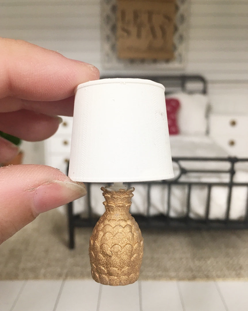 1:12 Scale | Miniature Dollhouse Farmhouse Pineapple Lamp Antique Gold –  MyMiniatureEmporium, image size:862x1080
