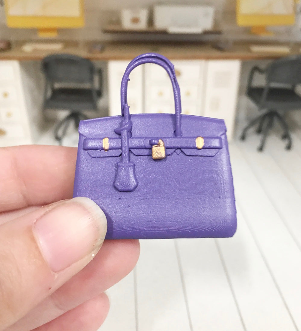 1:12 Scale  Miniature Farmhouse Hermes Birkin Bag Purple