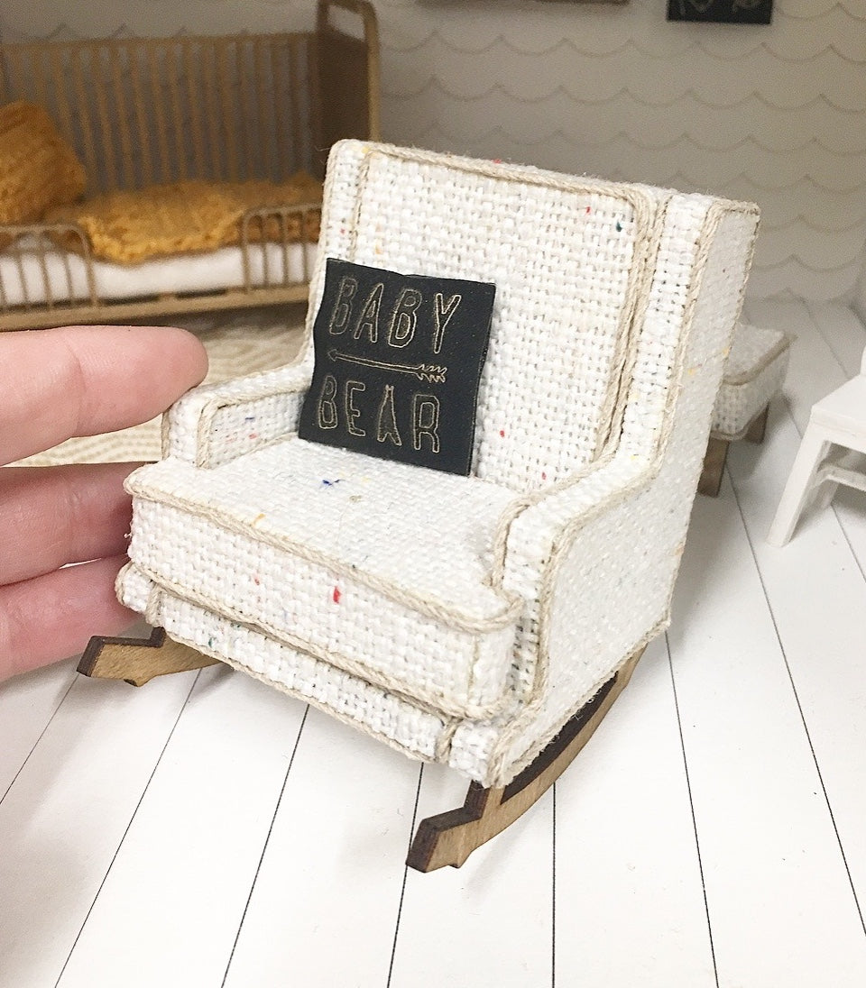 1 12 Scale Miniature Farmhouse Rocking Glider Chair White