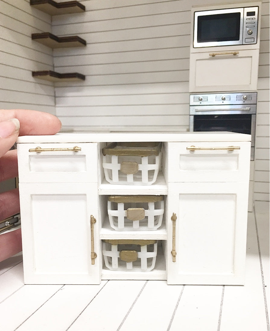 Miniature Dollhouse Farmhouse Cabinet with deals Shelves