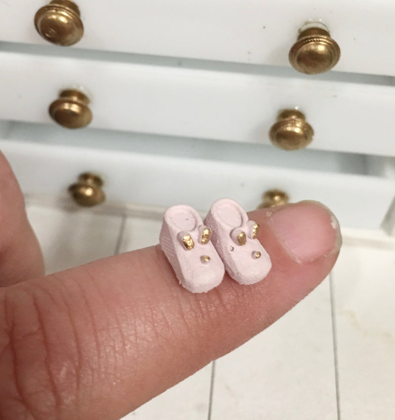1:12 Scale | Miniature Farmhouse Baby Bunny Slippers Pink