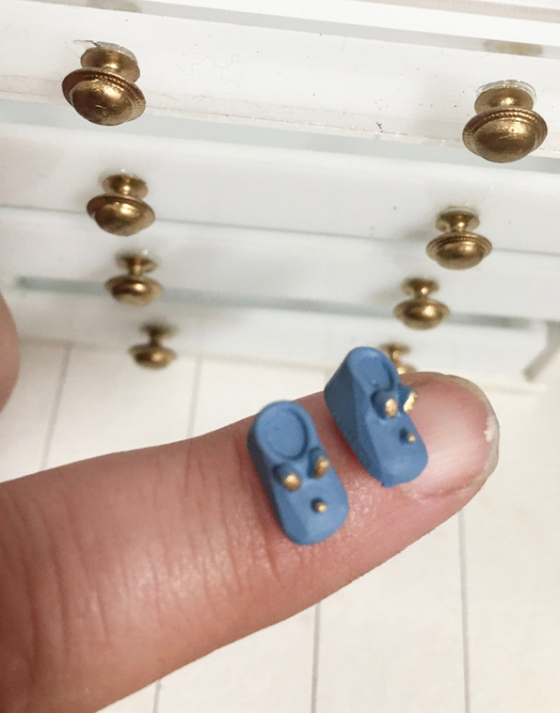 1:12 Scale | Miniature Farmhouse Baby Bunny Slippers Blue