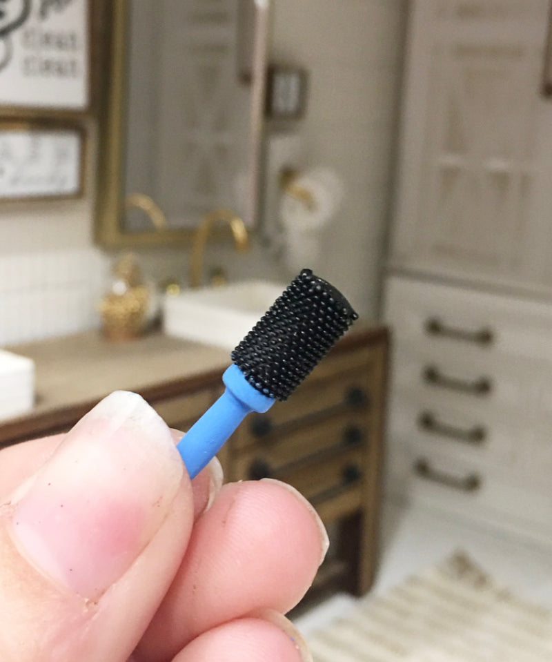 1:12 Scale | Miniature Farmhouse Blue Hair Brush Round