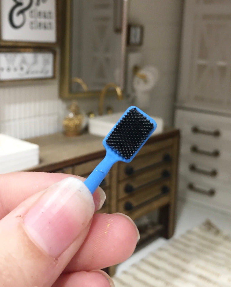 1:12 Scale | Miniature Farmhouse Blue Hair Brush rectangle