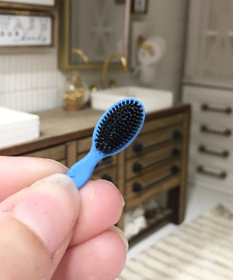 1:12 Scale | Miniature Farmhouse Blue Hair Brush Oval