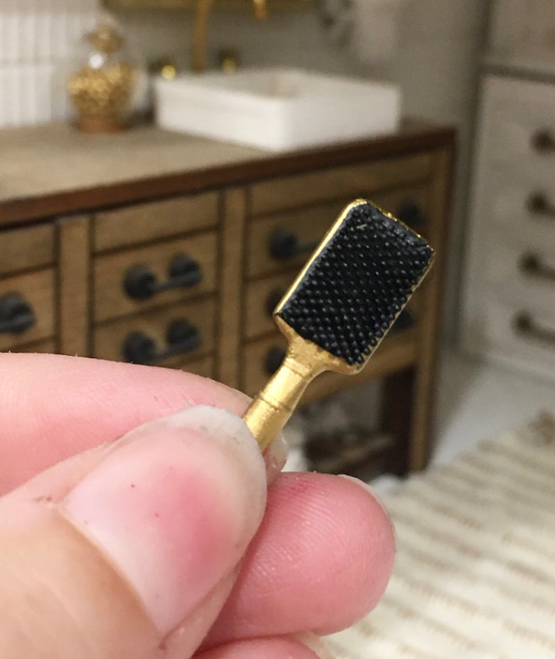 1:12 Scale | Miniature Farmhouse Black Hair Brush rectangle