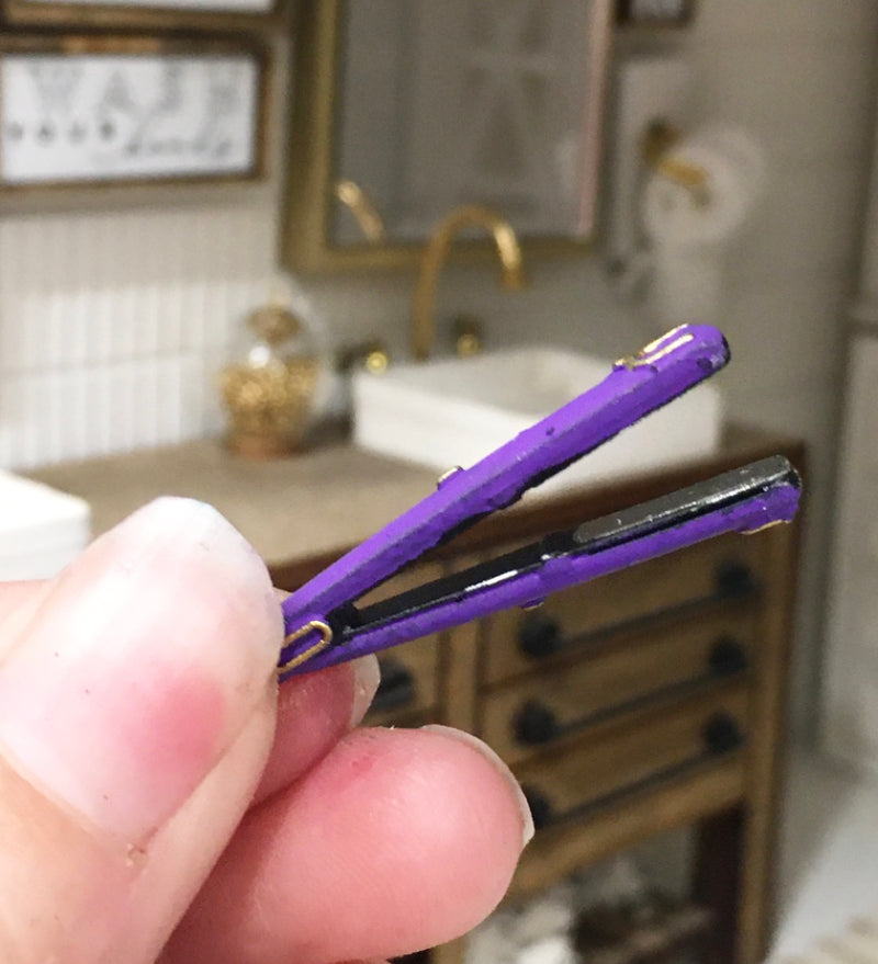 1:12 Scale | Miniature Farmhouse Purple Hair Straighter