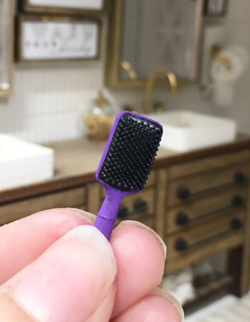1:12 Scale | Miniature Farmhouse Purple Hair Brush rectangle