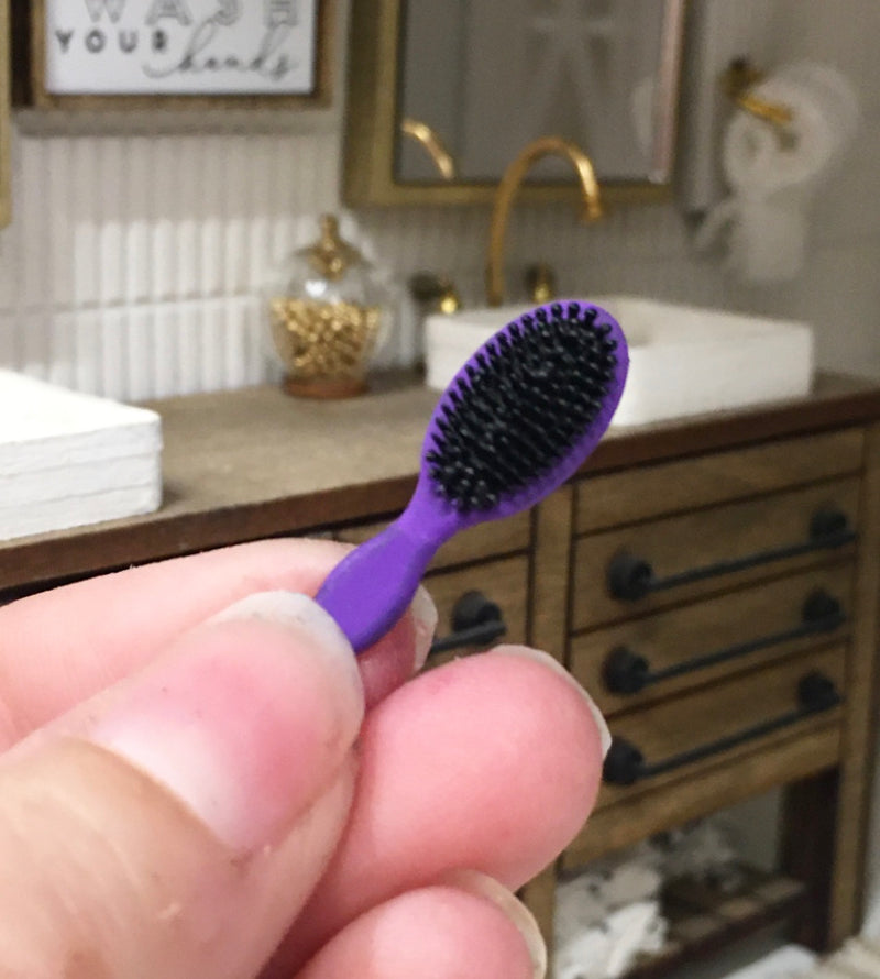1:12 Scale | Miniature Farmhouse Purple Hair Brush Oval