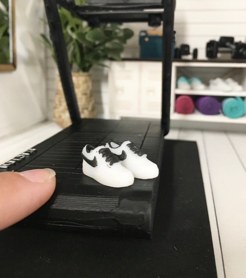 1:12 Scale | Miniature Dollhouse Farmhouse Gym Mini Sneakers Black & White