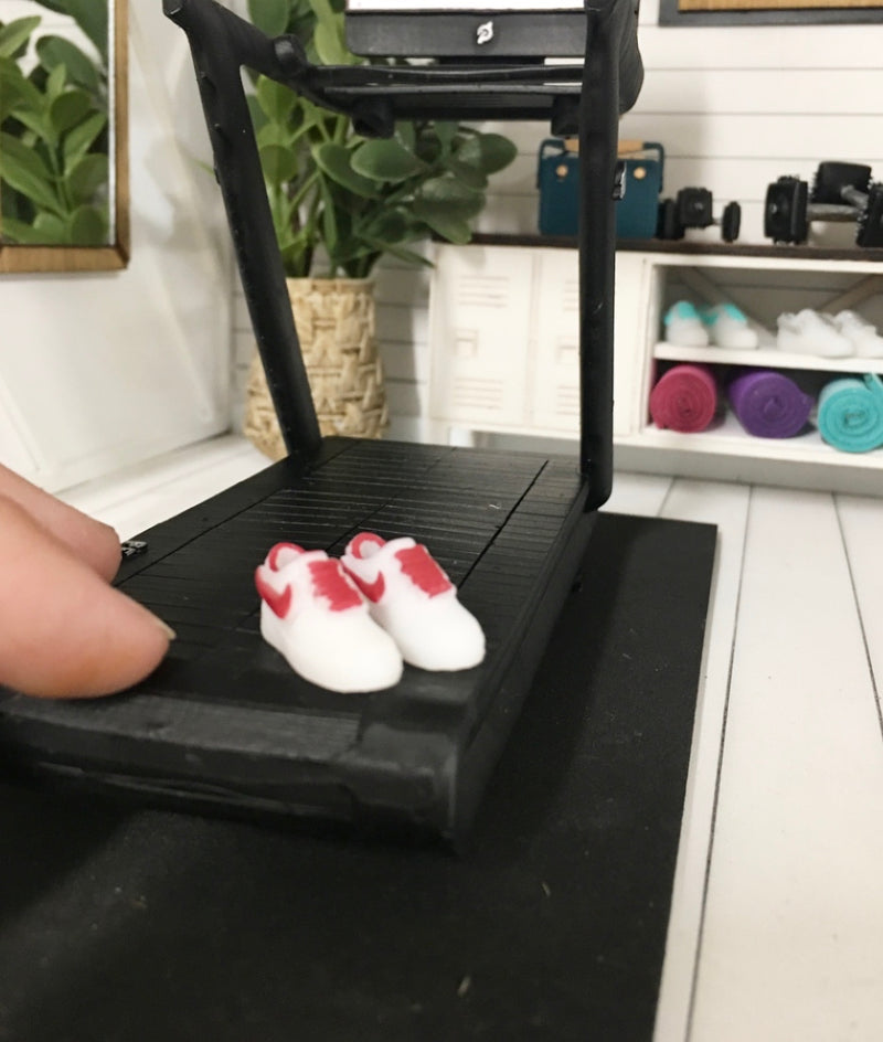1:12 Scale | Miniature Dollhouse Farmhouse Gym Mini Sneakers Red & White