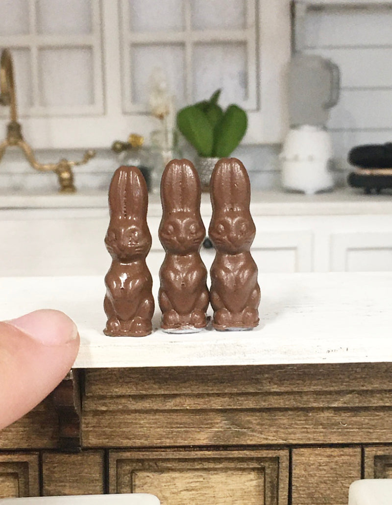 1:12 Scale | Miniature Dollhouse Farmhouse Easter Milk Chocolate Bunnies Large 3PC
