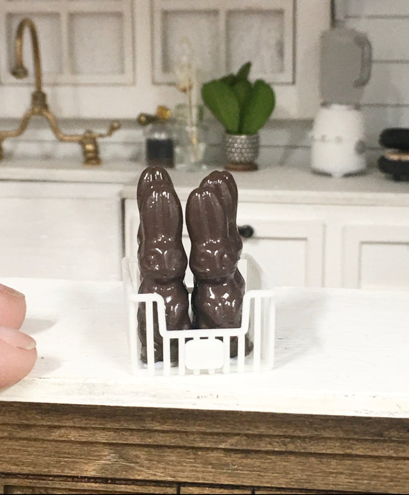 1:12 Scale | Miniature Dollhouse Farmhouse Easter Dark Chocolate Bunnies Large 3PC
