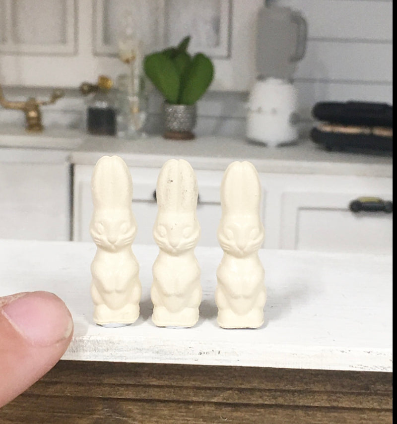 1:12 Scale | Miniature Dollhouse Farmhouse Easter White Chocolate Bunnies Large 3PC
