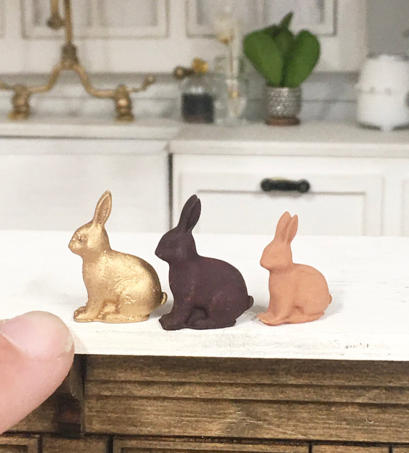 1:12 Scale | Miniature Dollhouse Farmhouse Easter Chocolate Bunnies 3PC