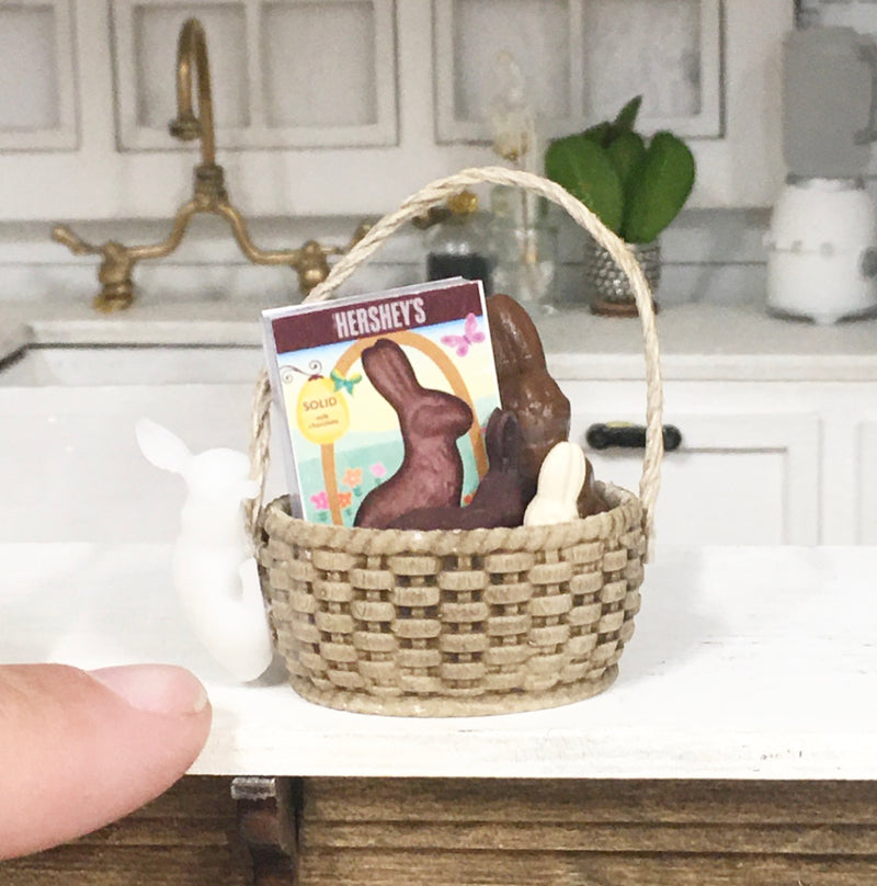 1:12 Scale | Miniature  Dollhouse Farmhouse Easter Basket with Chocolates Large Oval