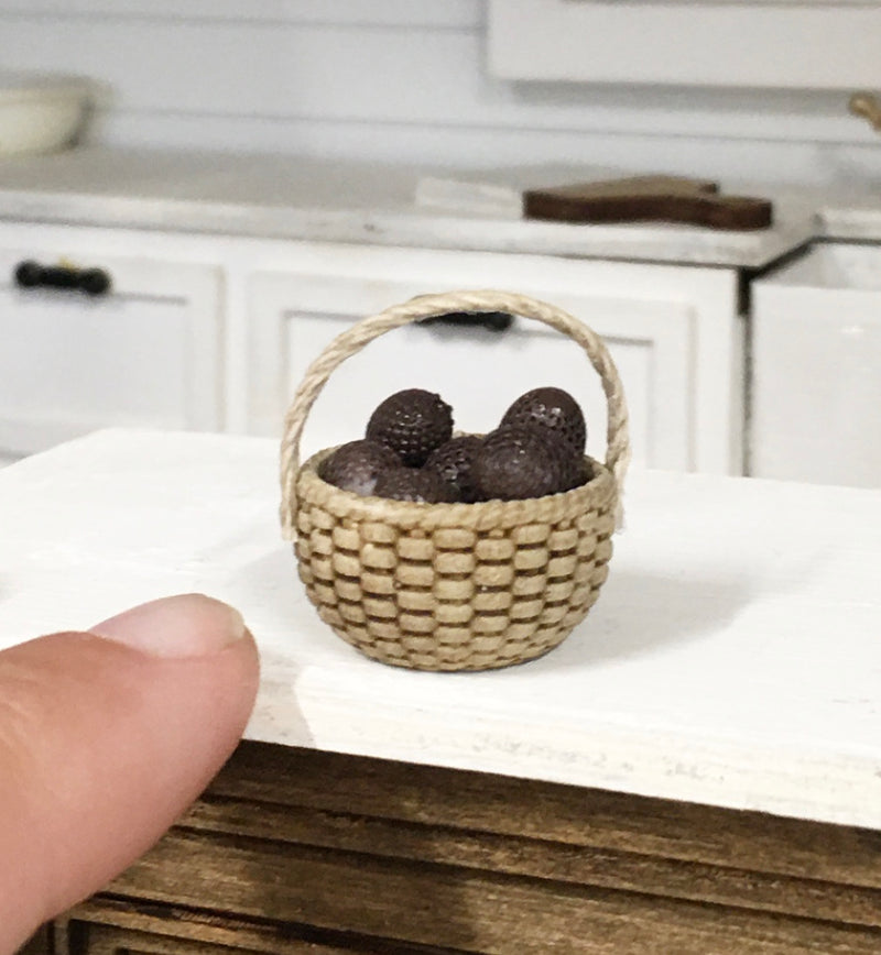1:12 Scale | Miniature  Dollhouse Farmhouse Easter Basket with Eggs Dark