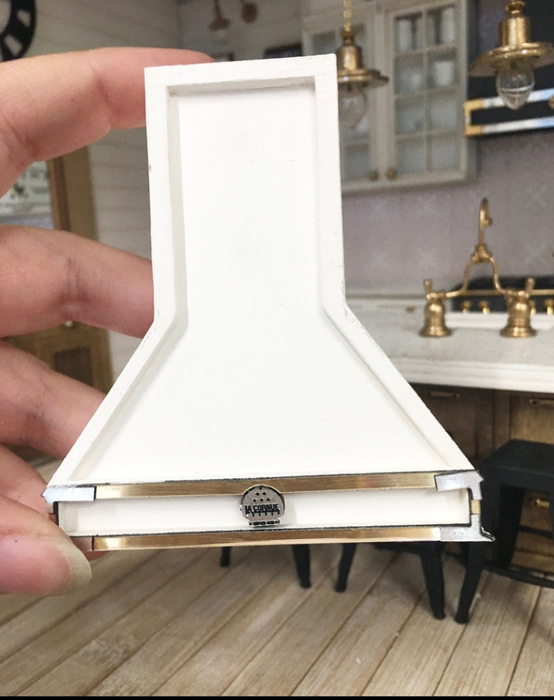 1:12 Scale | Miniature Farmhouse Detailed Hood Small White & Gold