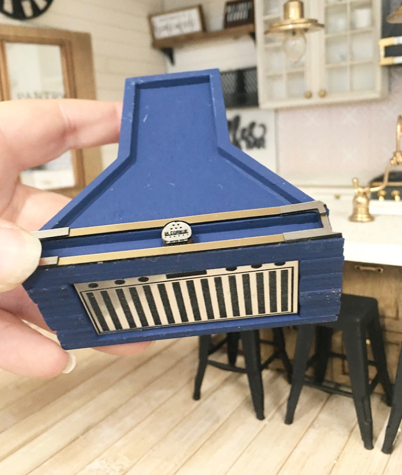 1:12 Scale | Miniature Farmhouse Detailed Hood Small Royal Blue & Gold
