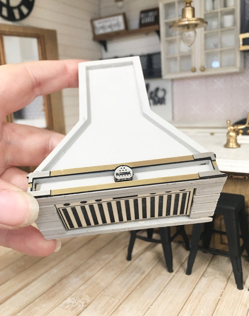 1:12 Scale | Miniature Farmhouse Detailed Hood Small Grey & Gold