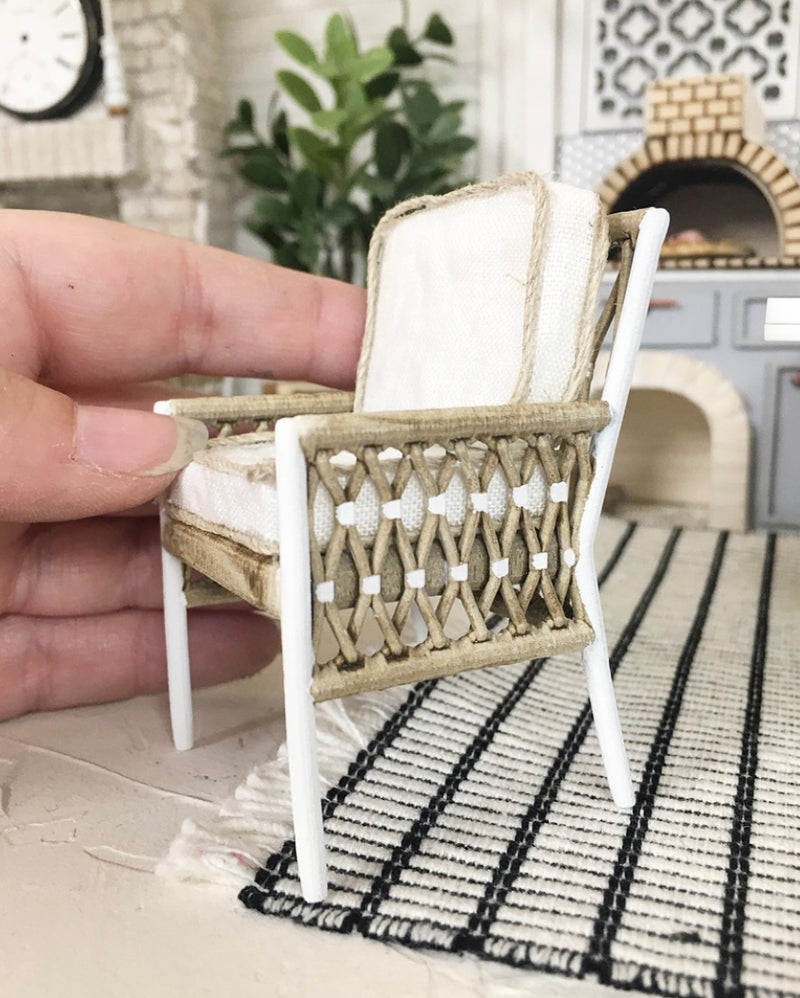 1:12 Scale | Miniature Farmhouse Outdoor Rattan Chair