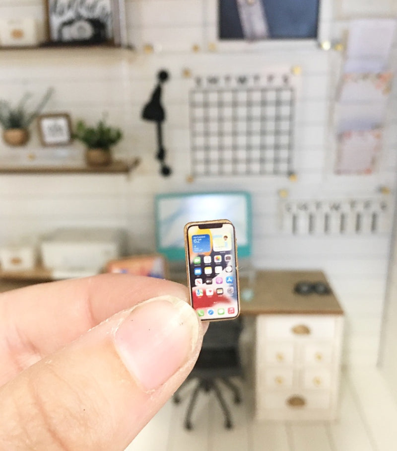 1 :12 Scale | Miniature Farmhouse Dollhouse Office Iphone Gold
