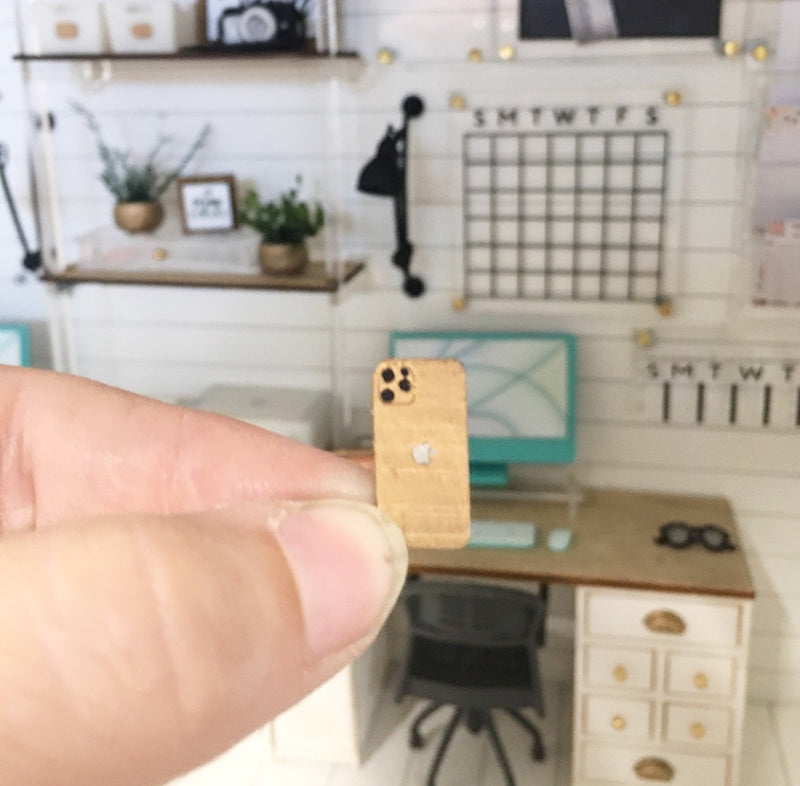 1 :12 Scale | Miniature Farmhouse Dollhouse Office Iphone Gold