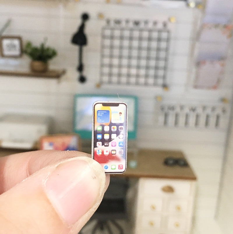 1 :12 Scale | Miniature Farmhouse Dollhouse Office Iphone Silver