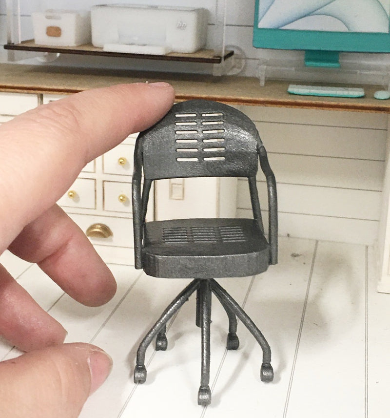 1:12 Scale | Miniature Farmhouse Dollhouse Office Chairs Small Industrial