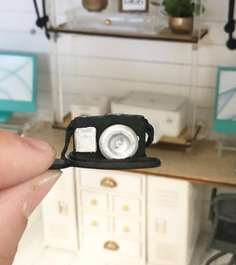 1:12 Scale | Miniature Farmhouse Dollhouse Office Camera Black & Silver