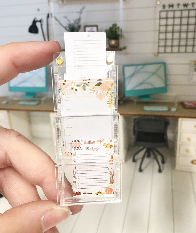 1 :12 Scale | Miniature Farmhouse Dollhouse Office Wall Organiser Pocket Triple