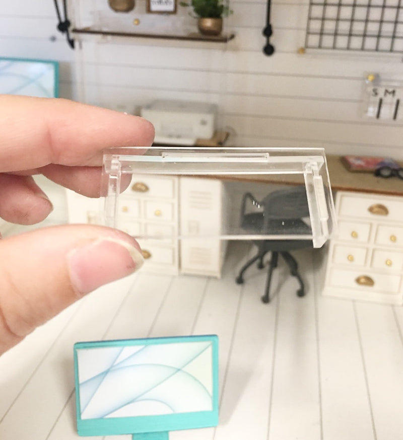 1 :12 Scale | Miniature Farmhouse Dollhouse Office Clear Computer Riser