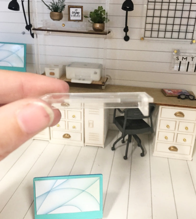 1 :12 Scale | Miniature Farmhouse Dollhouse Office Clear Computer Riser
