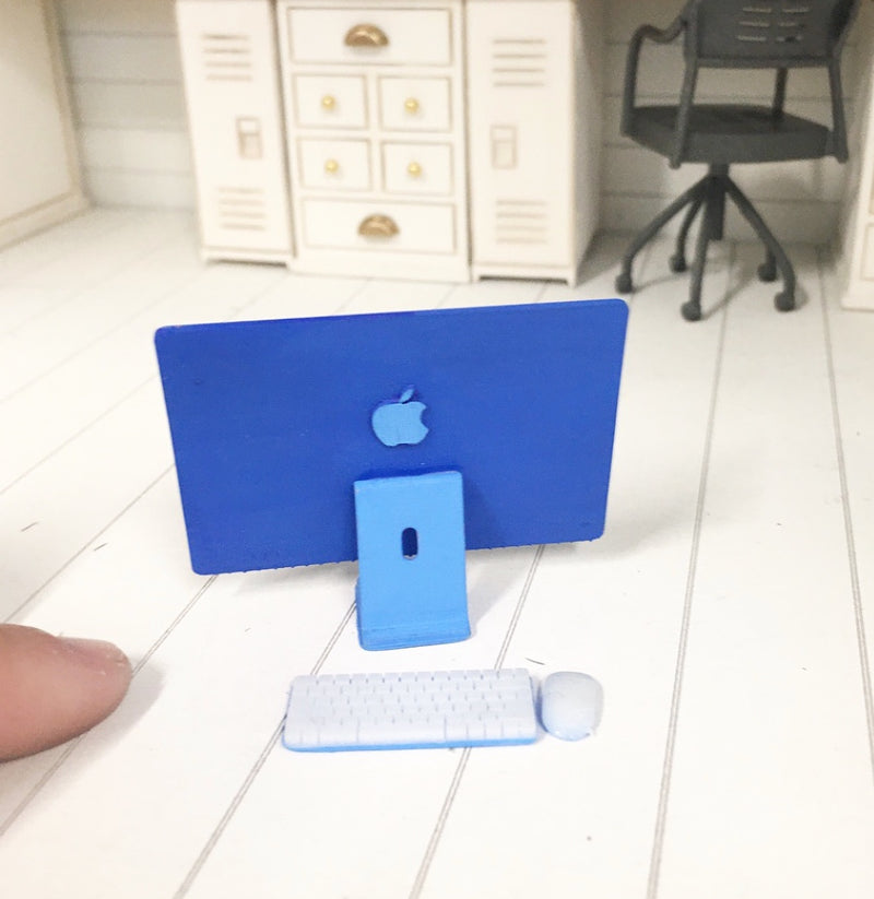 1 :12 Scale | Miniature Farmhouse Dollhouse Mac Computer Blue