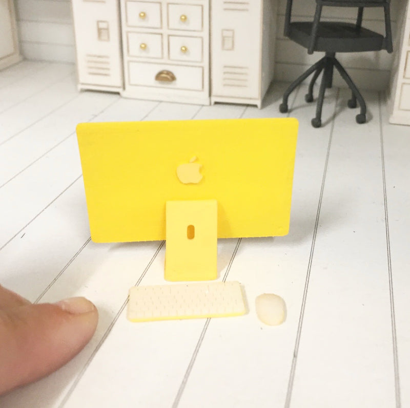 1 :12 Scale | Miniature Farmhouse Dollhouse Mac Computer Yellow