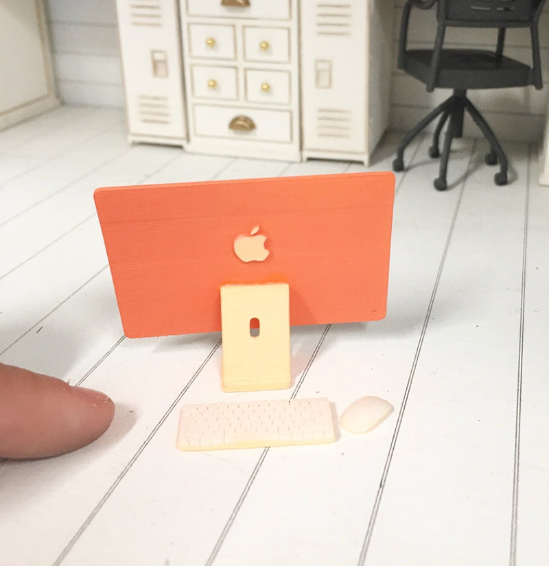 1 :12 Scale | Miniature Farmhouse Dollhouse Mac Computer Orange