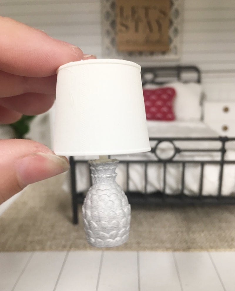 1:12 Scale | Miniature Dollhouse Farmhouse Pineapple Lamp Silver
