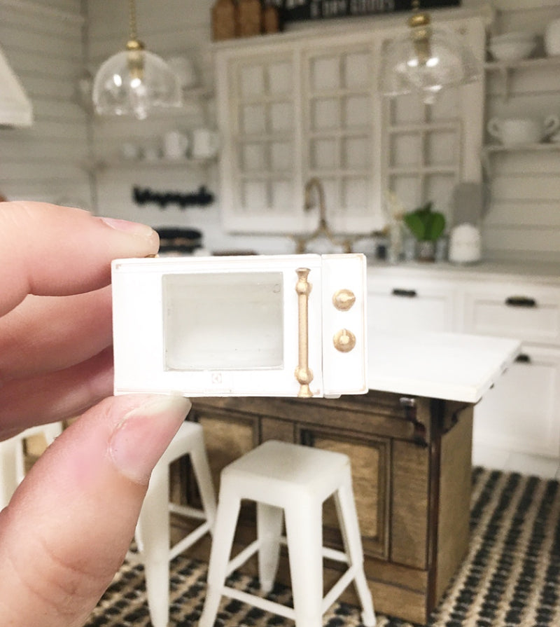 1:12 Scale | Miniature Dollhouse Farmhouse White Microwave