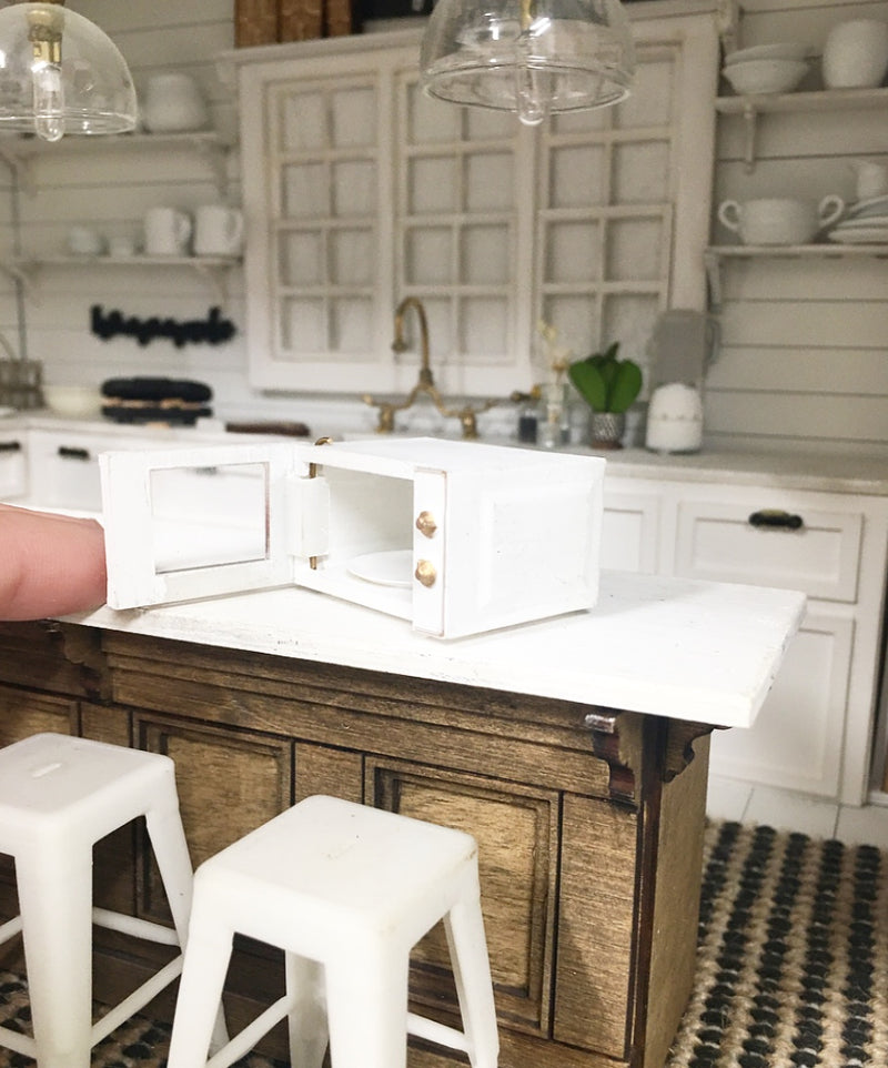 1:12 Scale | Miniature Dollhouse Farmhouse White Microwave
