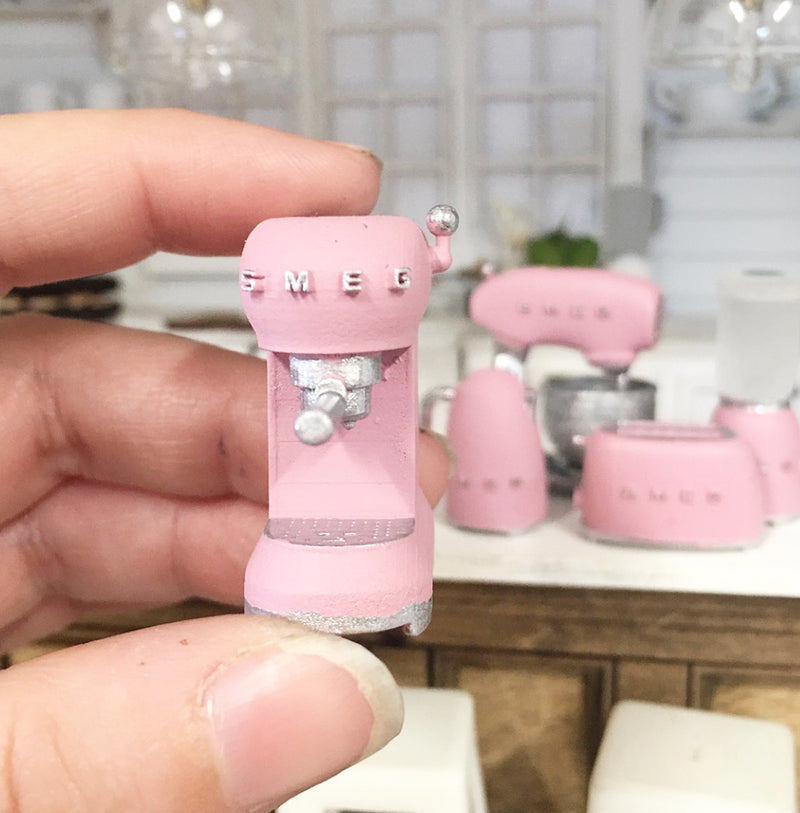 1:12 Scale | Miniature Farmhouse Smeg Coffee machine Pink