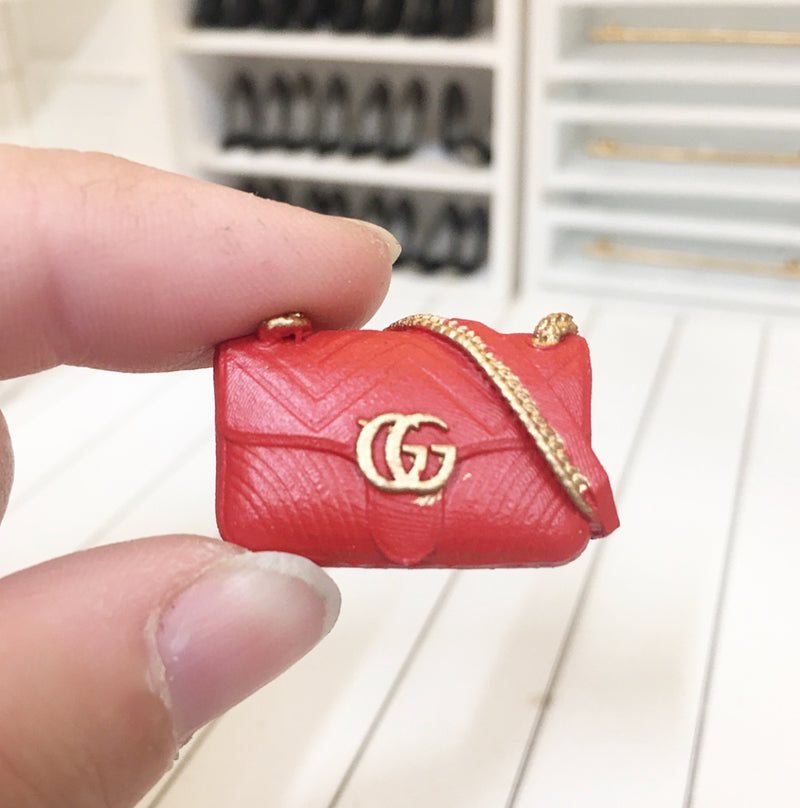 1:12 Scale | Miniature Farmhouse Gucci Handbag Red