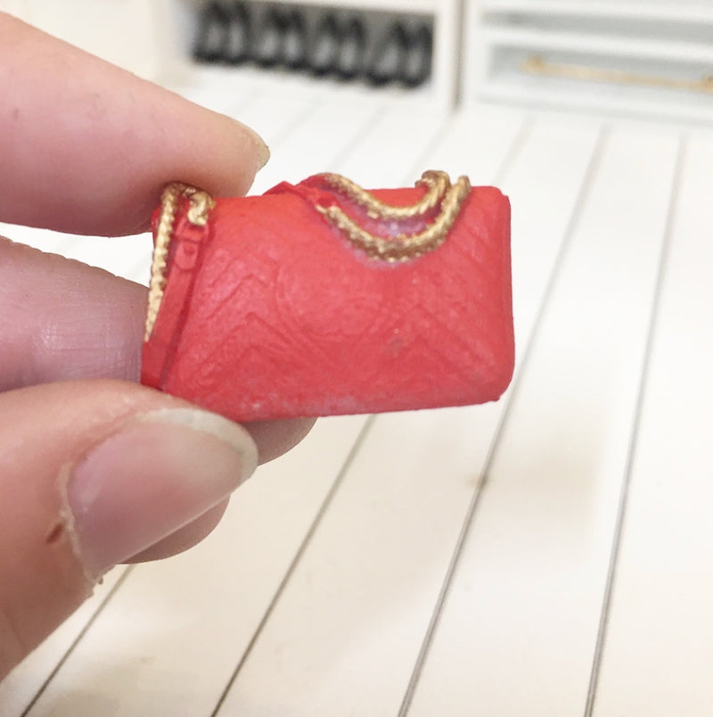 1:12 Scale | Miniature Farmhouse Gucci Handbag Red