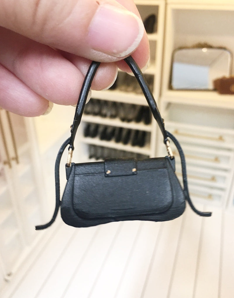 1:12 Scale | Miniature Farmhouse Prada Handbag Black