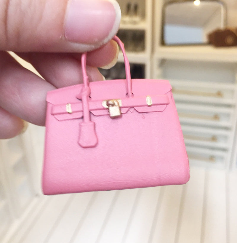 1:12 Scale  Miniature Farmhouse Hermes Birkin Bag Pink