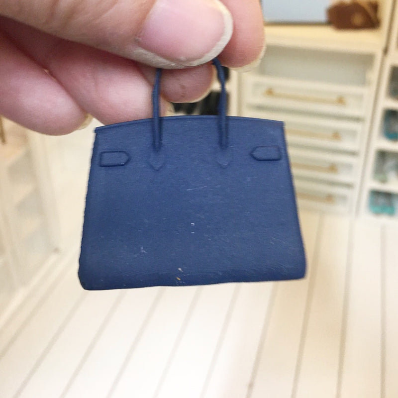 1:12 Scale | Miniature Farmhouse Hermes Birkin Bag Navy Blue