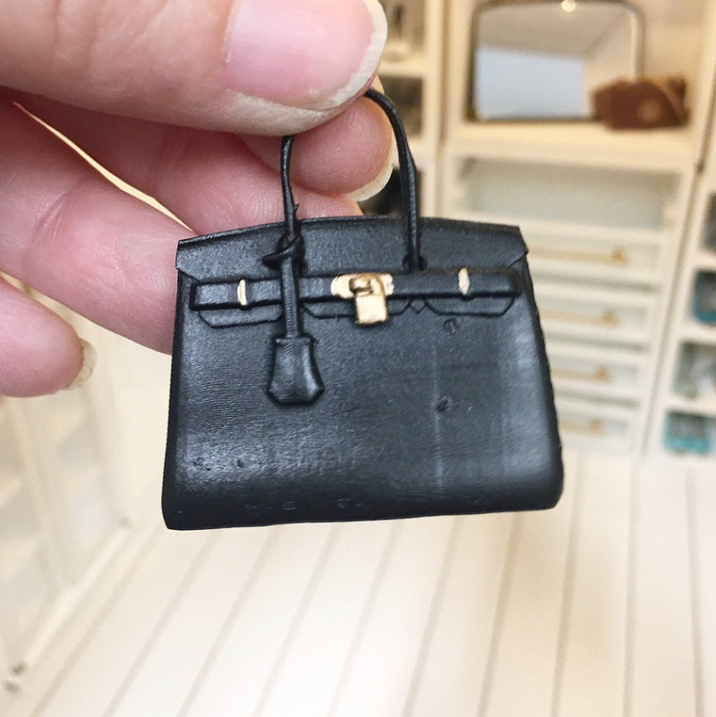 1:12 Scale | Miniature Farmhouse Hermes Birkin Bag  Black