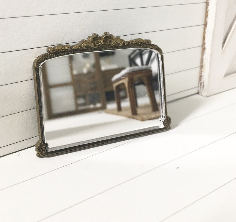 Miniature Farmhouse Rectangle Antique Bronze Mirror Small