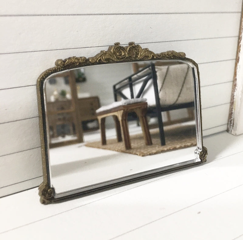 Miniature Farmhouse Rectangle Antique Bronze Mirror Large