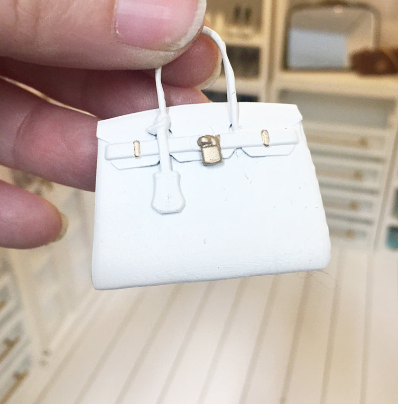 1:12 Scale | Miniature Farmhouse Hermes Birkin Bag White